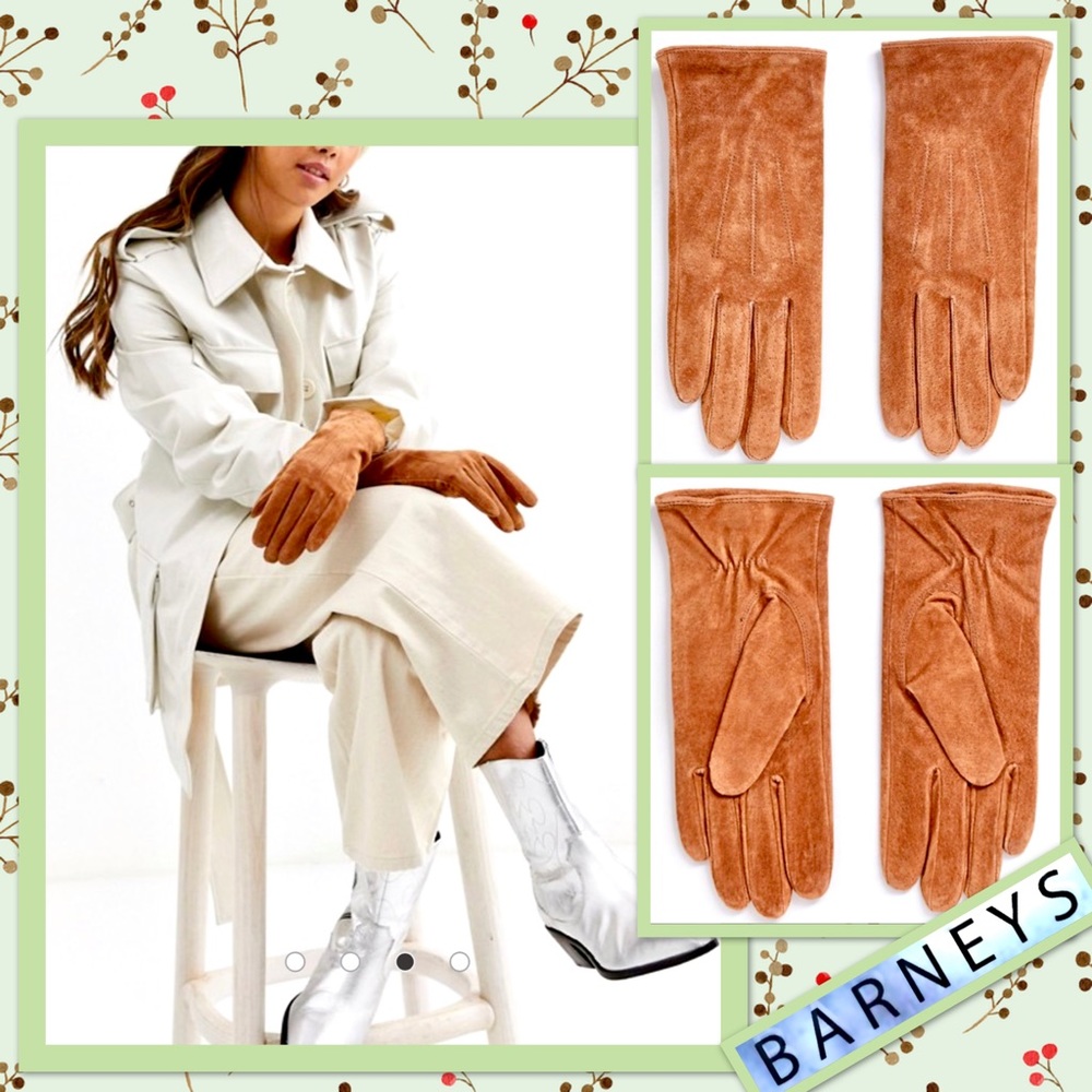 Barney's Originals Real Suede Gloves in Tan